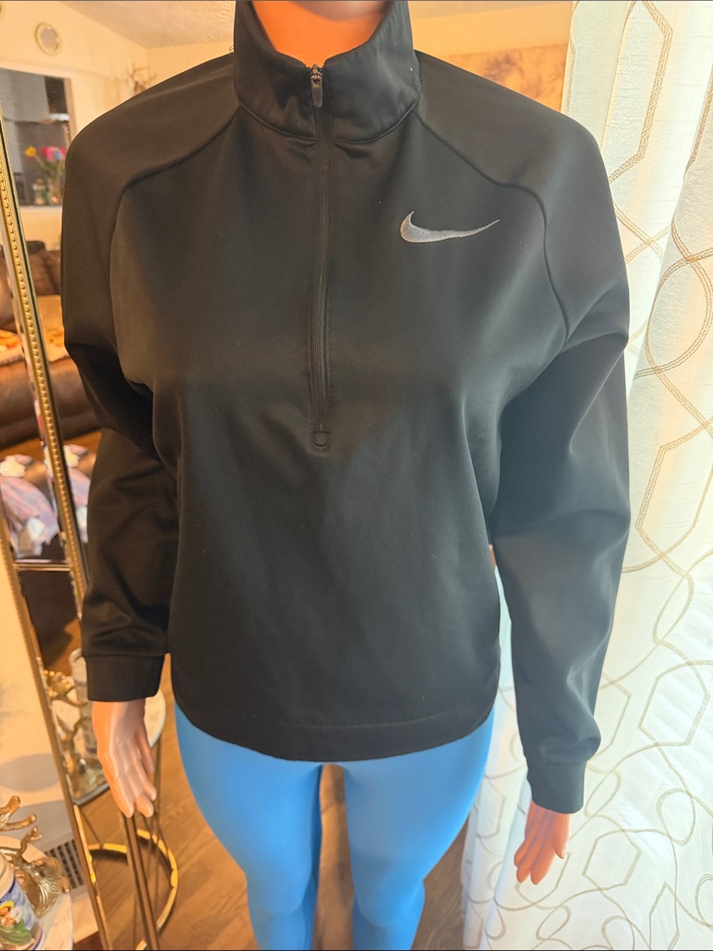 Nike Black Half-Zip Pullover with Silver Swoosh